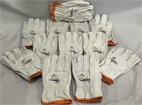 12 new pairs of Lg. leather work gloves.
