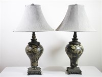 Pair of Leaf Design Decor Lamps with Shades