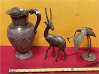 Brass Roundup, pitcher, gazelle & stork