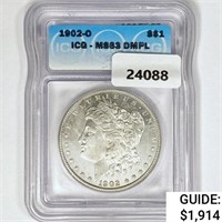 1902-O Morgan Silver Dollar ICG MS63 DMPL