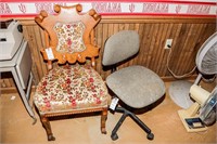 Antique Upholsterd Chair; Office Chair