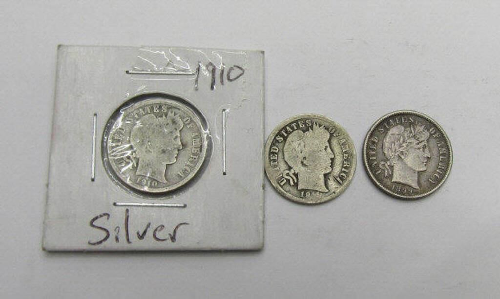 3 Mercury .90% Silver Dimes