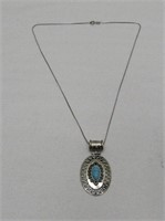 Sterling Silver Chain & Turquoise Pendant