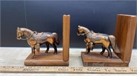 Vintage Bookends w/Copper Coloured Horses (5.5"W