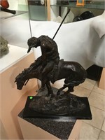 Signed Frazier bronze on marble, End of the