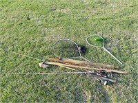 Stack of Old Fishing Poles & Landing Nets