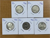 5- 1966 Cdn Quarters