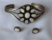 Sterling Silver Bracelet & Earrings w/ Moonstones