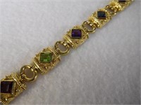 14kt Designer Gemstone and Diamond Bracelet