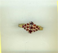 Gold Plated Ruby Garnet Ring S8