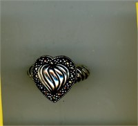 Silver Mid Century Ring Marcasites S8