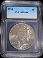 1935 PEACE DOLLAR ICG MS64+