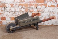Antique toy, painted wooden child's wheelbarrow,