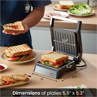 Elite Gourmet Panini Press - Flat Grill (Black)