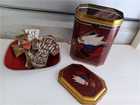Lot of hand crafted bowl, tin & crosses