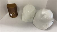 (2) hard hats, vintage du pont freon fire alarm