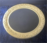 VTG 26" Round  faux wood mirror see description