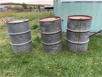 3 Galvanized Barrels