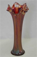 Fenton's Fine Rib 9" vase - red