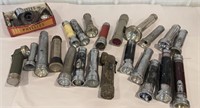 Box vintage flashlights and parts