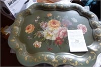 Hand Painted Toile Tray on Stand