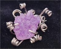 Silver Wrapped Amethyst Cluster Pendent