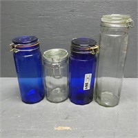 Blue & Clear Glass Canister Jars