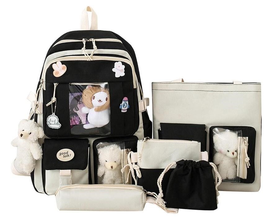 5Pcs Kawaii Backpack Casual Bags Cute Aesthetic