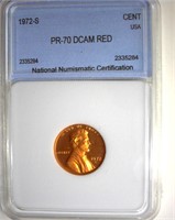 1972-S Cent PR70 DCAM RD LISTS $325 IN 69DC