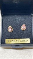 Pair Of 9 Carat Gold Pear Shaped Pierced Earrings