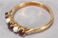 18ct Gold, Seed Pearl and Topaz Ring,