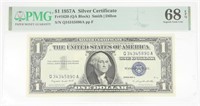 1957-A US $1 SILVER CERTIFICATE PMG 68 SUPERB GEM