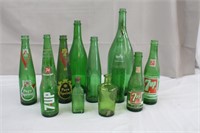 Collection of green bottles