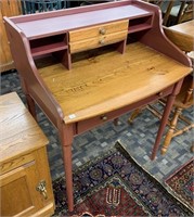 Modern Red Painted & Pine Writing Desk
