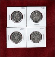 CANADA 1972-1975 NICKEL 50 CENT COINS AU-UNC