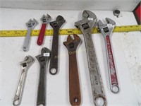 Lot: Eight Adjustible Wrenches