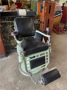 Vintage Barber Chair with Backdrop Cabinet