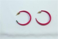 Pair of Pink C-Hoop Earrings