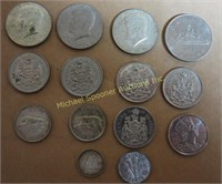 LOT OF 14 CANADIAN AND AMERICAN COINS