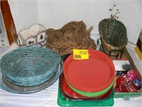 WIRE BASKETS, PLASTIC SERVING TRAYS, MACRAME