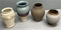 Stoneware Studio Pottery Vase Lot Signed