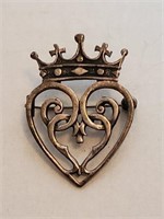 IONA Silver Crown Heart Pin of Scotland