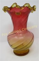 Amberina Vase - 11" - Flutted Top