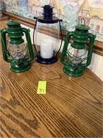 2 Green & 1 Blue Lantern For Decor