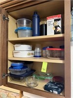 Cabinet of Corningware & Kitchen Items