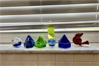 Paperweights & Cardinal Bird On Window Ledge