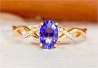 1ct Cornflower Blue Sapphire Ring 18K Gold