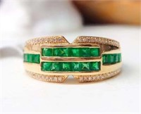 1.2ct Natural Emerald Ring 18K Gold