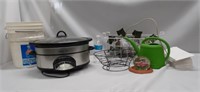 Household items including a slow cooker crock