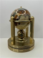 Mother of Pearl & Gemstone Rotating Globe w/ Clock